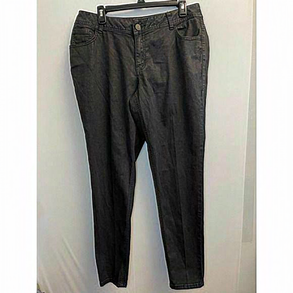 Lane Bryant Skinny Jeans Women's Size 14 Black Coated Denim